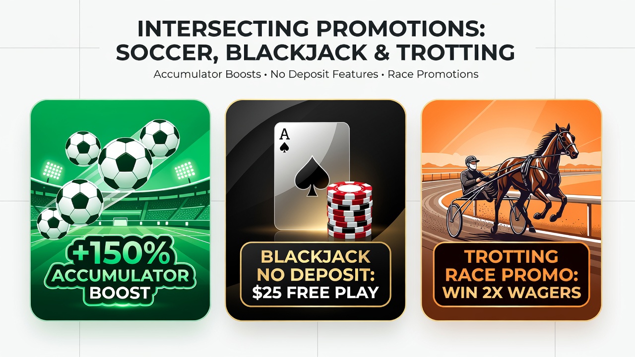 Accumulator boosts in voetbalcompetities combineren met blackjack no deposit features en trotting race promoties