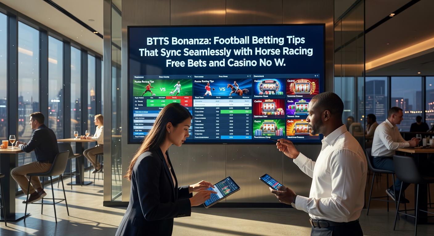 Paardenrace met horse racing free bet icoon naast casino slots en voetbal BTTS grafiek, illustrerend naadloze promotie-integratie