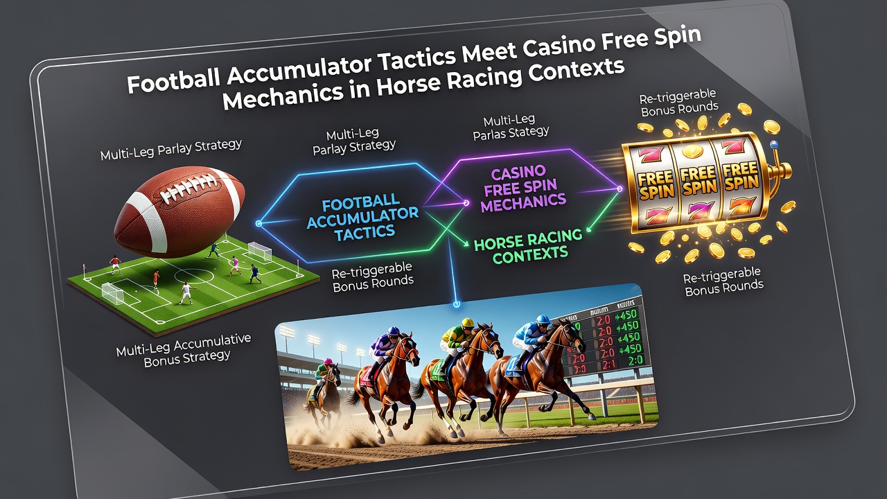 Grafische illustratie van tactische overlappingen tussen accumulators, freespins en paardenrennen
