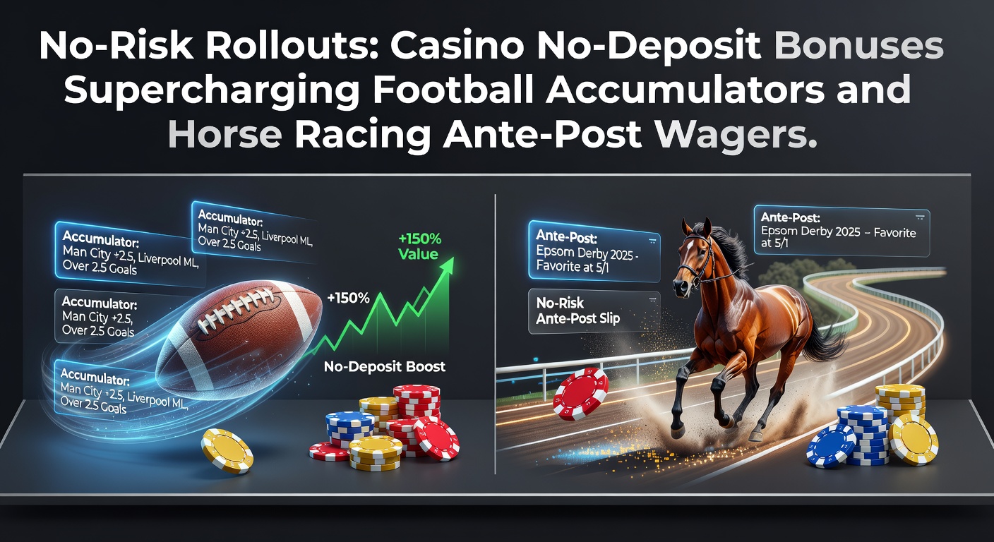 Grafiek met stijgende lijnen van no-deposit bonussen gekoppeld aan succesvolle accumulators en ante-post weddenschappen in voetbal en paardenraces