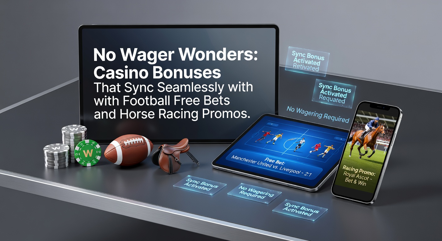 Een dynamische afbeelding van een casino slotmachine naast een voetbalveld en een renbaan, symboliserend de naadloze combinatie van bonussen en sportweddenschappen