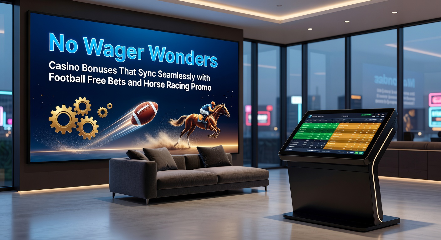 Een close-up van een bookmaker-app met actieve free bets op paardenraces, naast casino bonussen en voetbal odds, illustrerend synergie in promoties