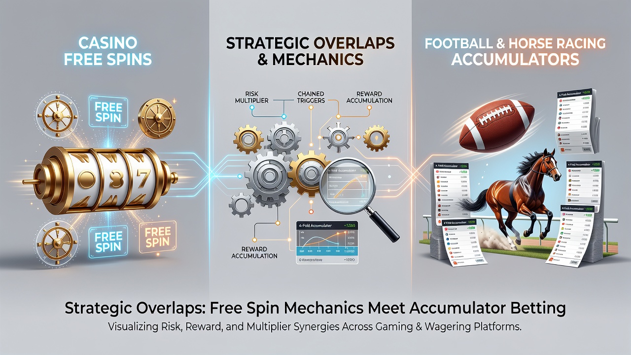 Diagram dat accumulators in voetbal en paardenrennen verbindt met casino spin bonus structuren